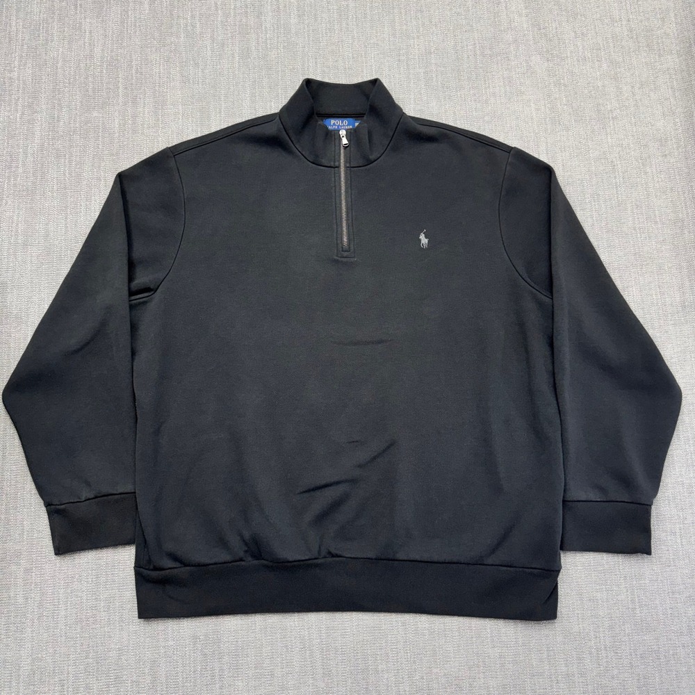 Polo Ralph Lauren Mens XXL Black Double-Knit Quarter-Zip Pullover 710732197006